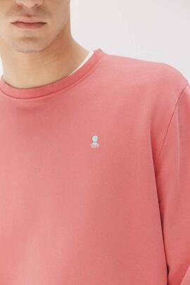 SUDADERA BÁSICA BORDADO A CONTRASTE GARMENT DYED ROSA CHICLE