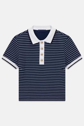 POLO NK ALPHONSINE STRIPED BLACKENED AND PURE