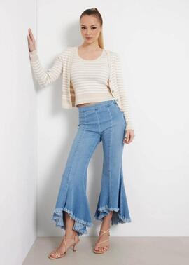 TOP MARTI TANK STRIPE RIB SLIM FIT PEARL OYSTER MULTI