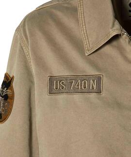 CHAQUETA DALLIN TAUPE REGULAR FIT CON PARCHES MILITARES