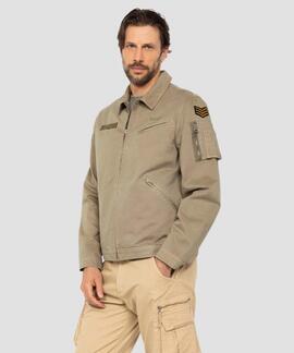 CHAQUETA DALLIN TAUPE REGULAR FIT CON PARCHES MILITARES