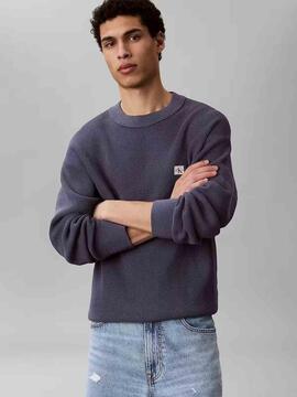 JERSEY EN PUNTO GOFRADO DE ALGODÓN RELAXED FIT BLUE NOMAD