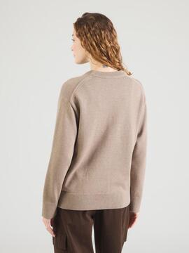 JERSEY  RELAXED CONTRAST LOGO SHIITAKE MELANGE