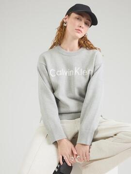 JERSEY RELAXED CONTRAST LOGO GREY HEATHER